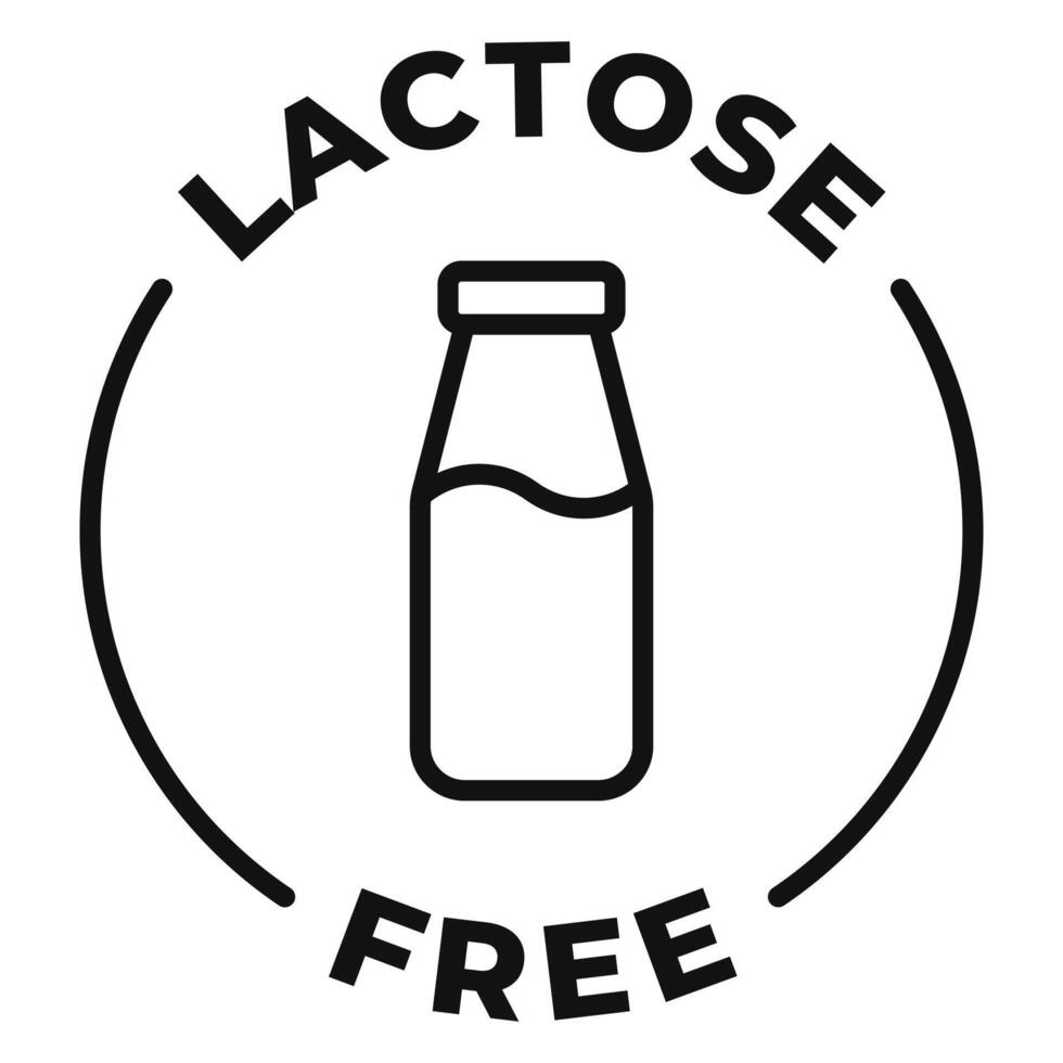 Lactose free icon. Dairy free label. No allergen illustration for product packaging logo, sign, symbol or emblem. vector