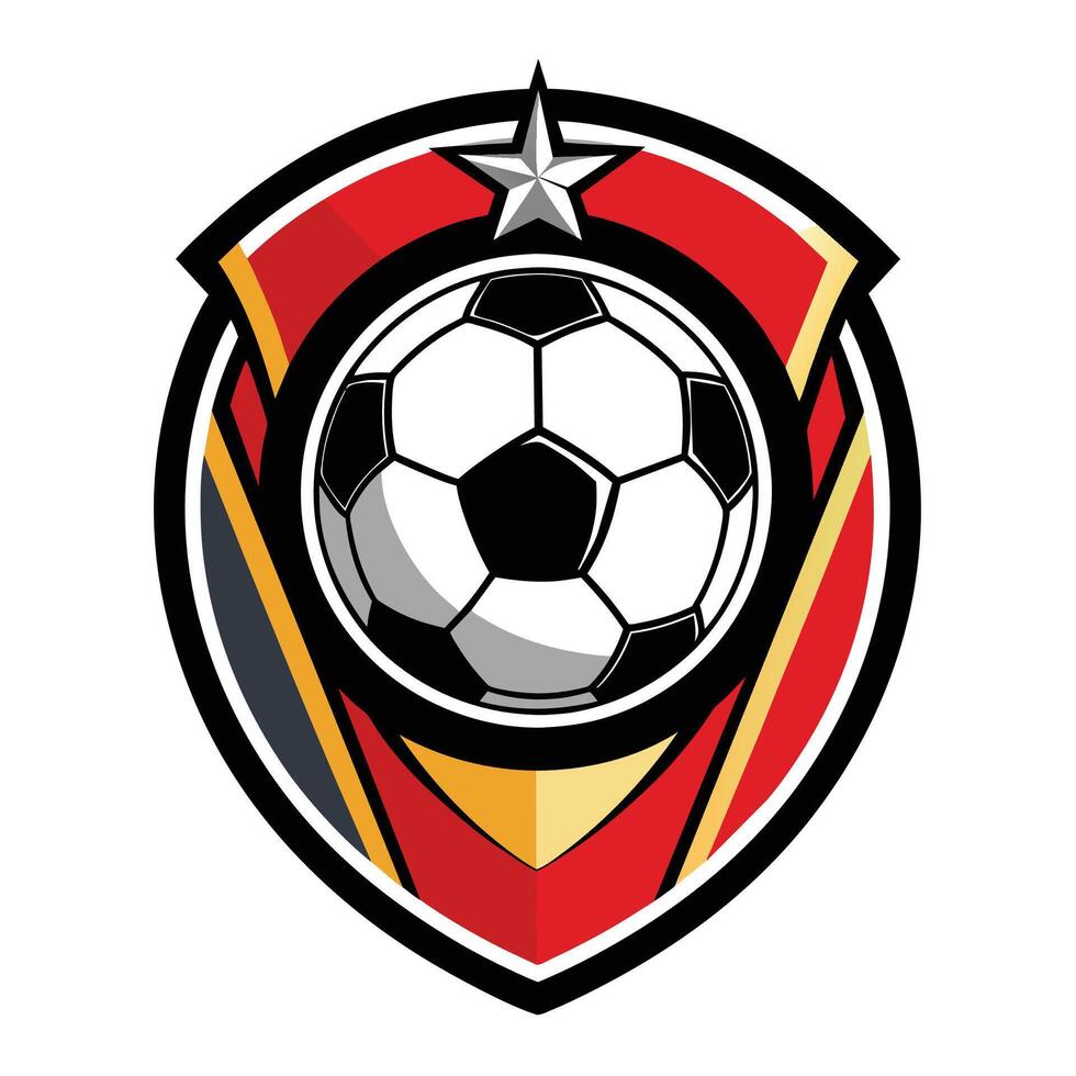 Red And Black Soccer Shield With Star vector