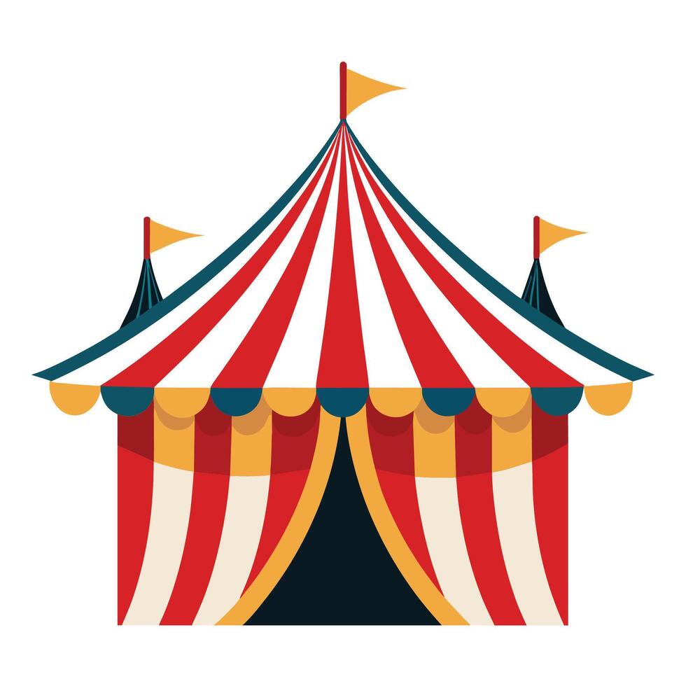 Classic Red And White Striped Circus Tent With Flags vector