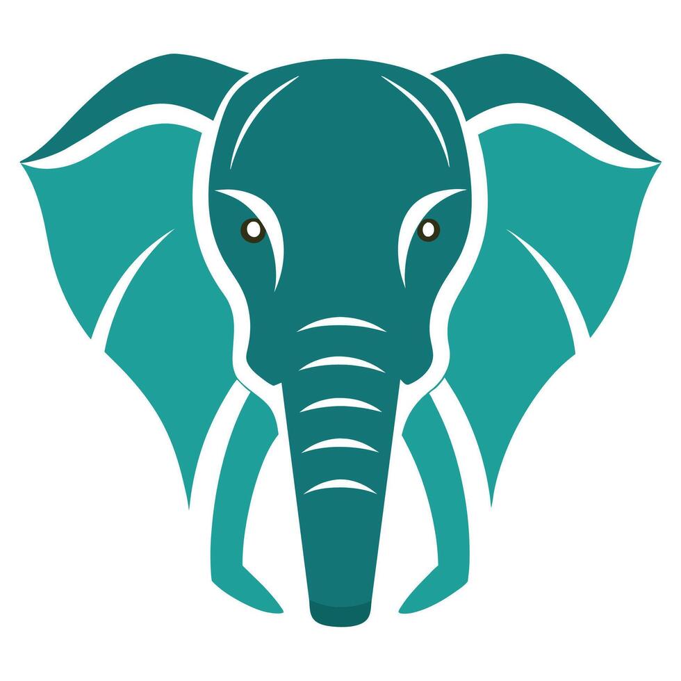 Teal Elephant Head Illustration on White Background vector