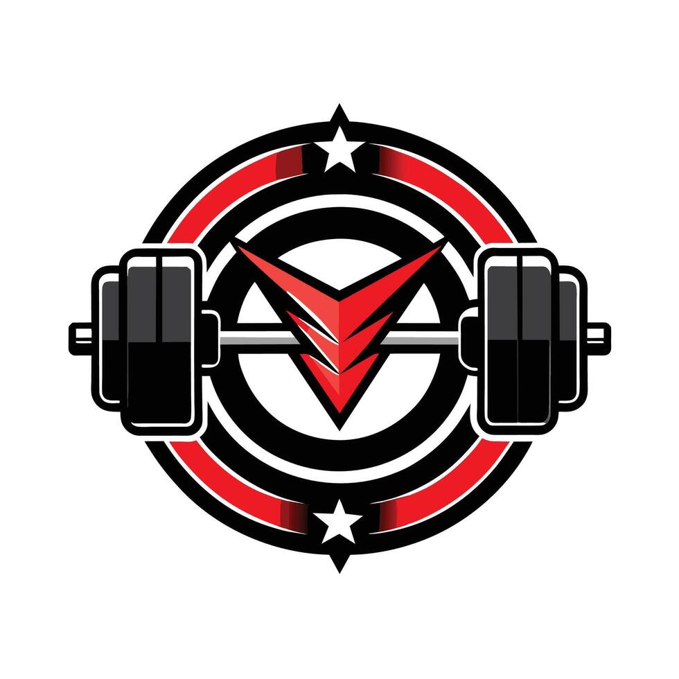Red And Black Weightlifting Logo With A Star vector