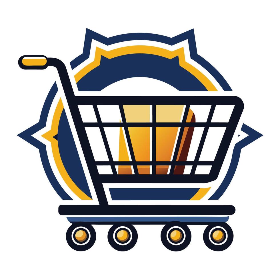 Shopping Cart With Compass and Gold Bar Inside vector