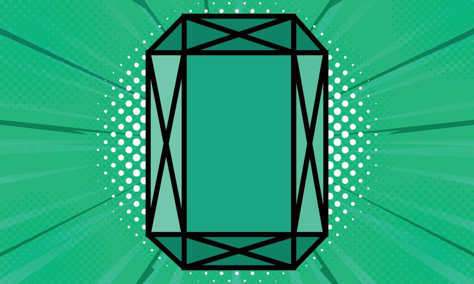 Comic Background with Green Diamond vector