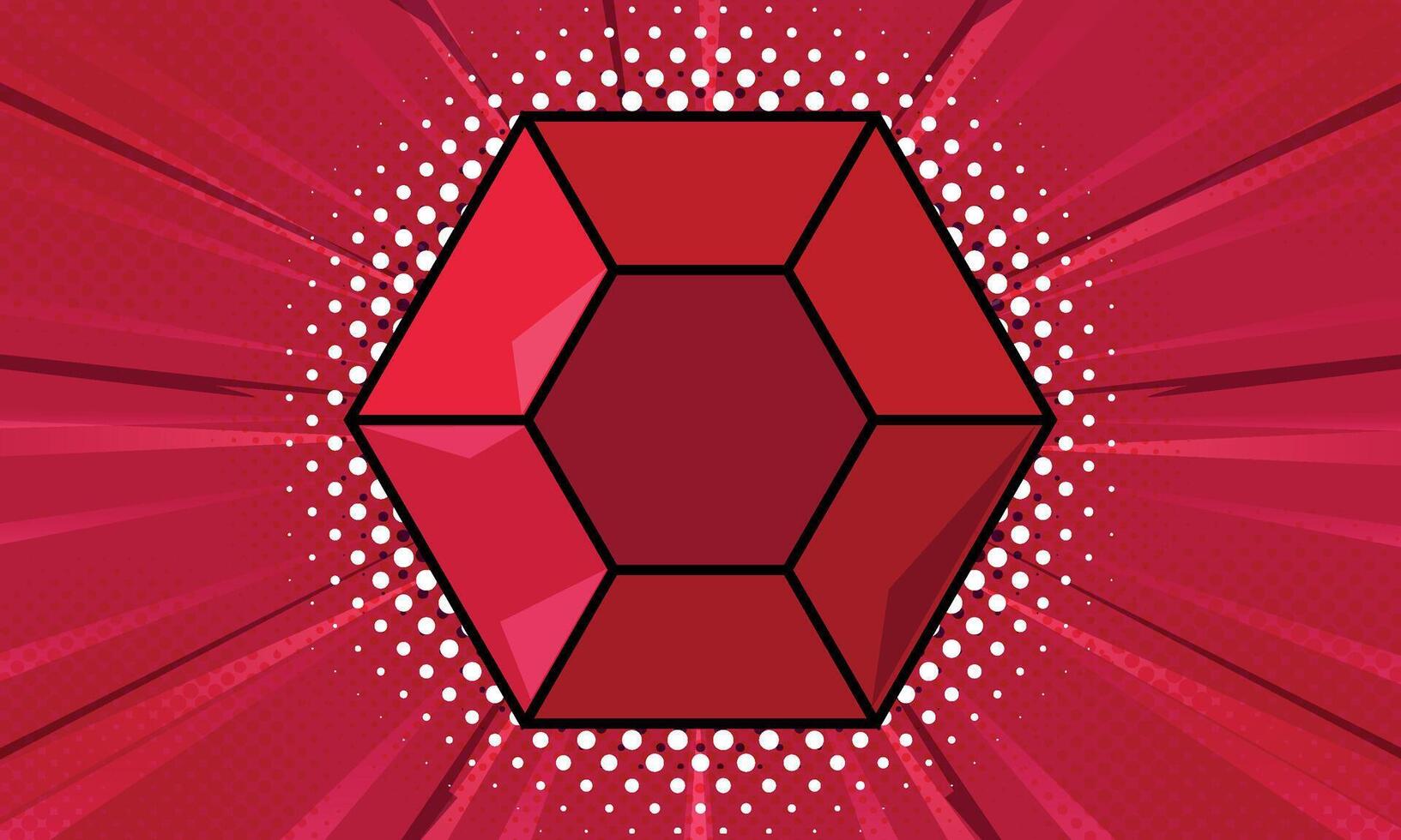 Comic background with red ruby vector