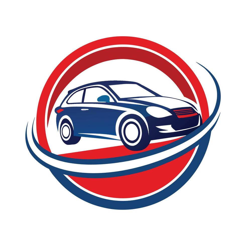 Blue Car Logo With Red And White Circle vector