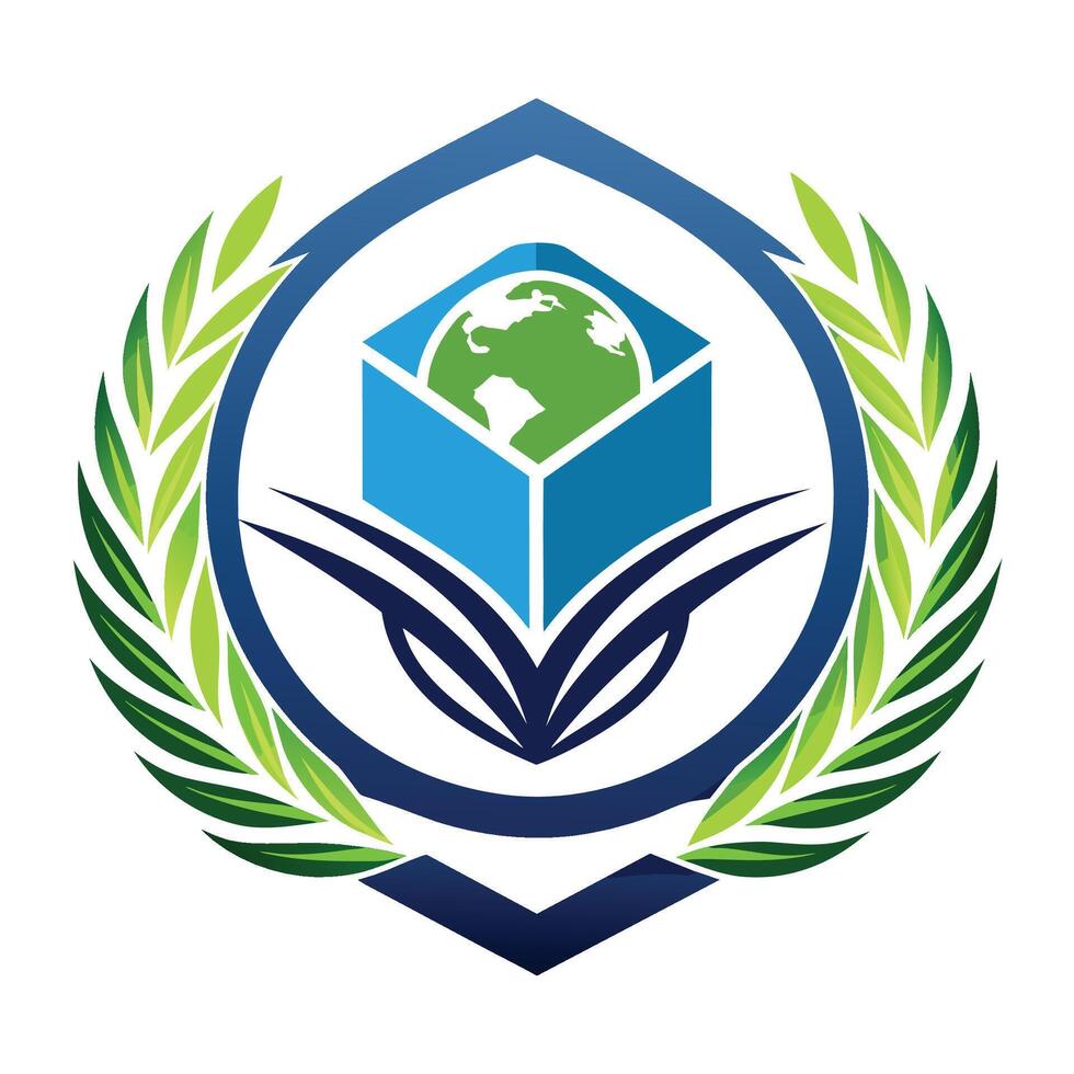 Global Education Logo With World Inside Open Book vector