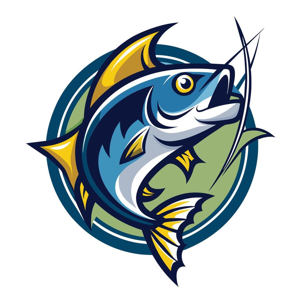 Cartoon Illustration of a Blue Fish Jumping Out of the Water vector