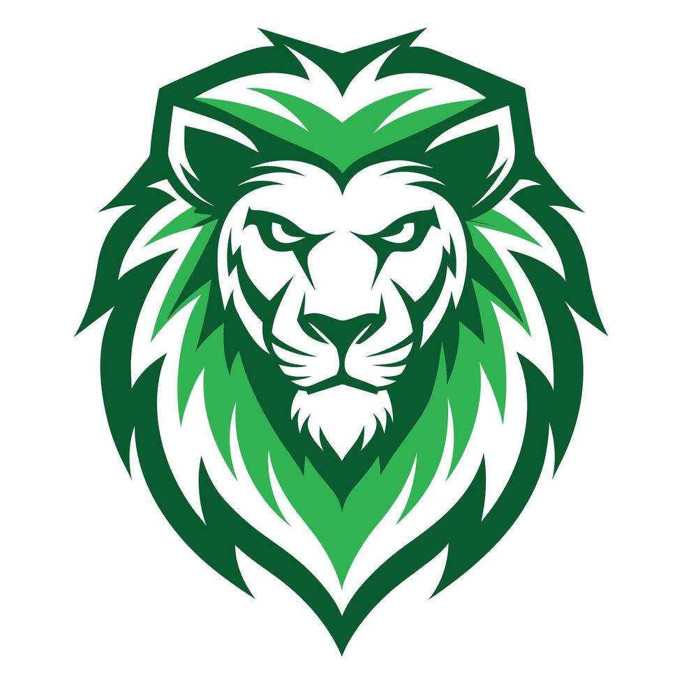 Green Lion Mascot Head Design vector
