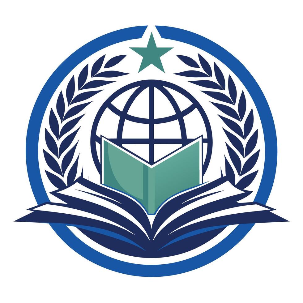 Global Education Logo With Book, Globe, and Star vector
