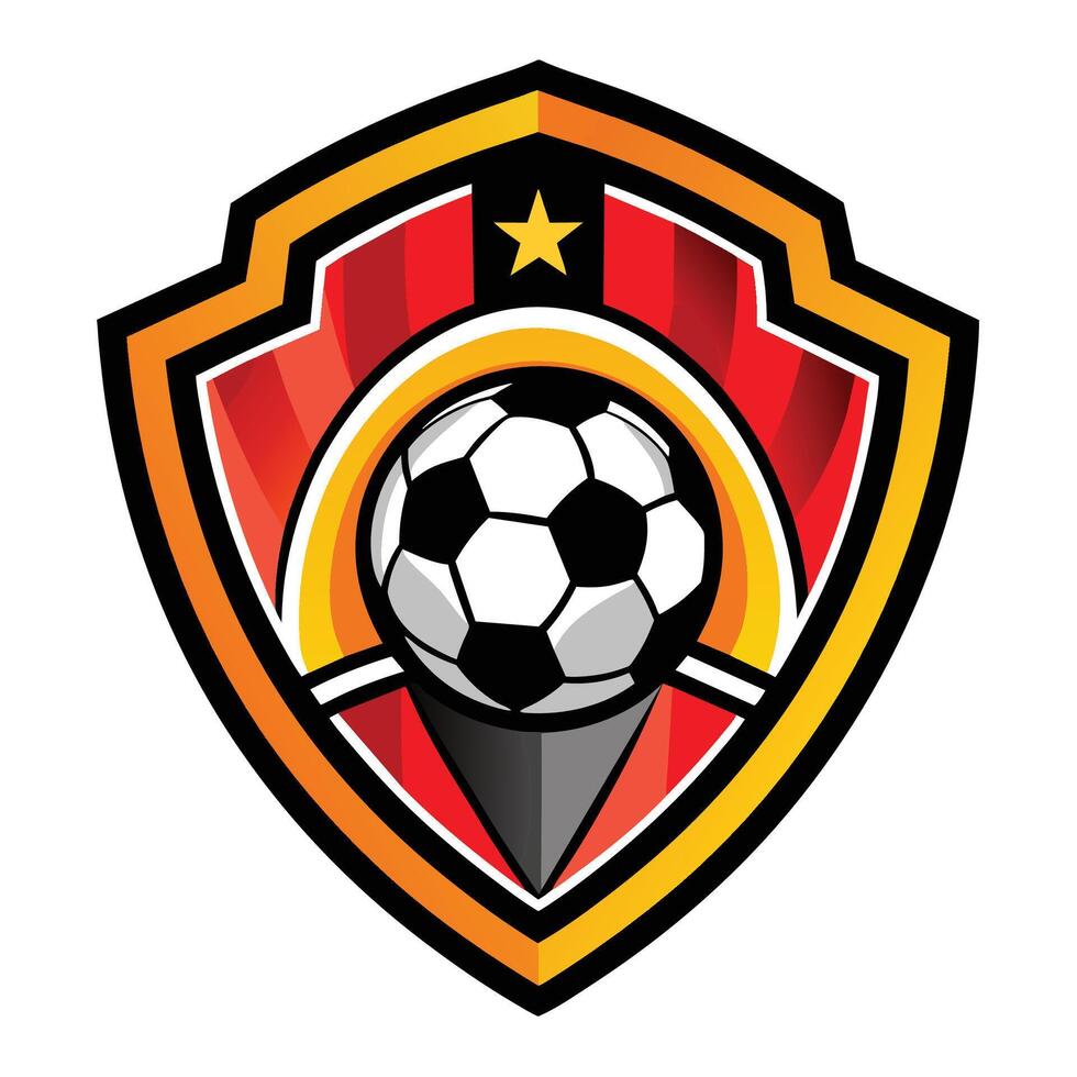Soccer Team Shield Logo With Red and Yellow Stripes and a Star vector