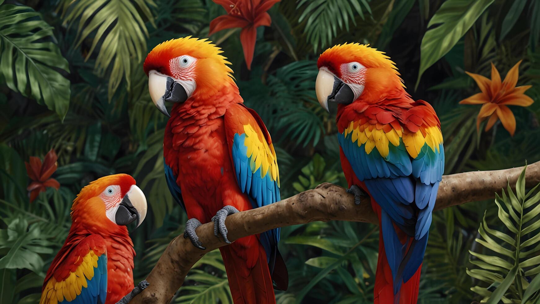 tropical birds in the jungle photo
