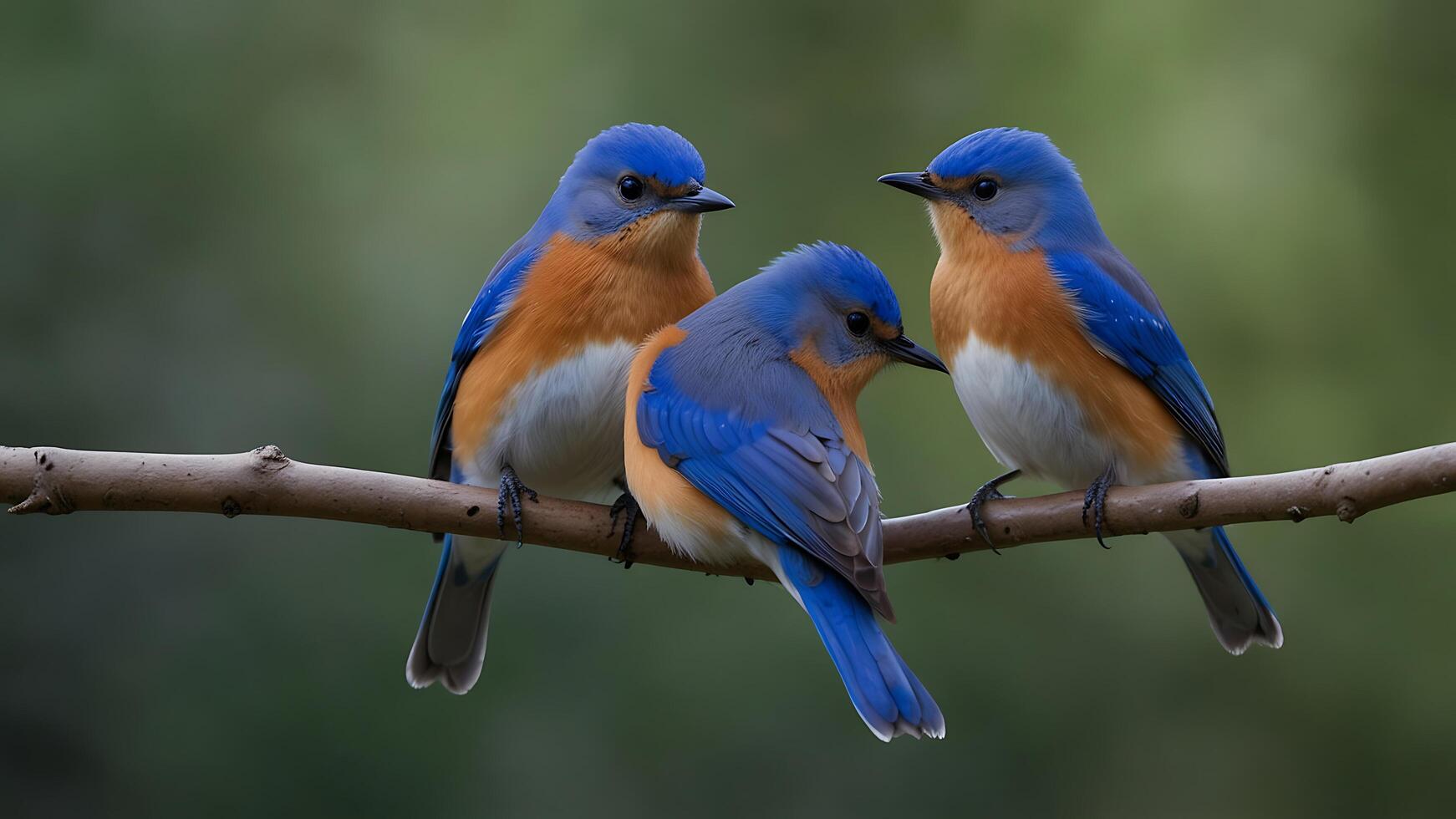 blue birds sitting on a branch photo