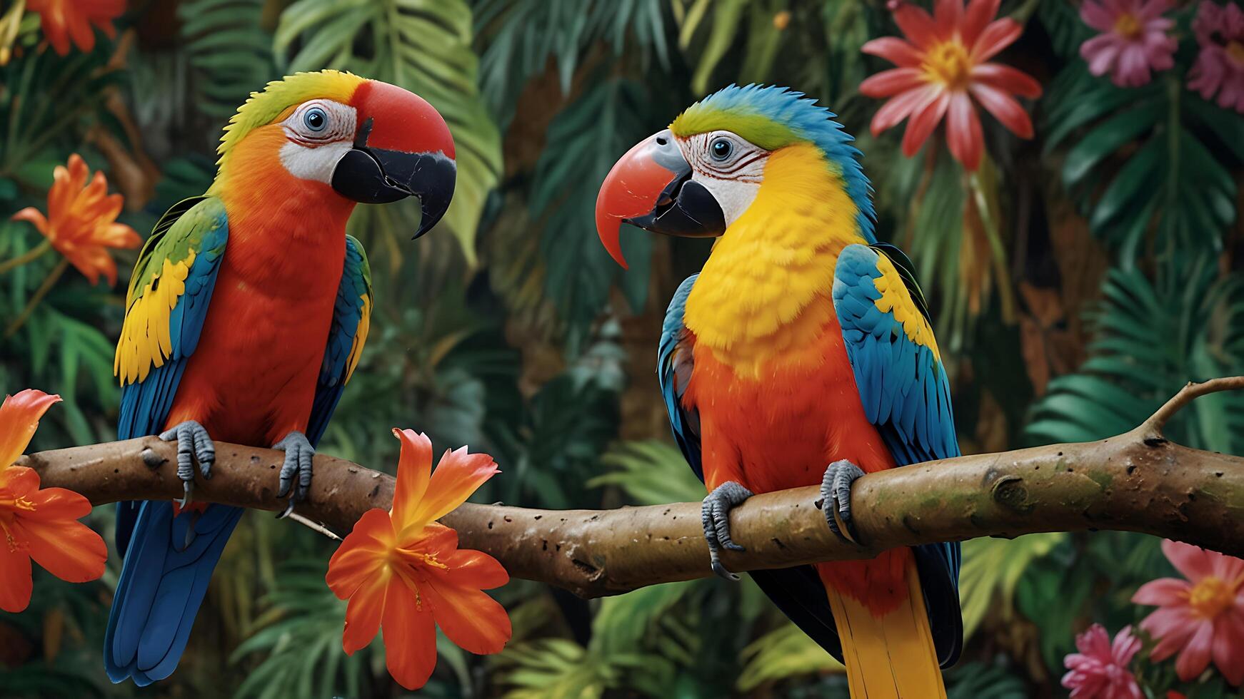 tropical birds in the jungle photo