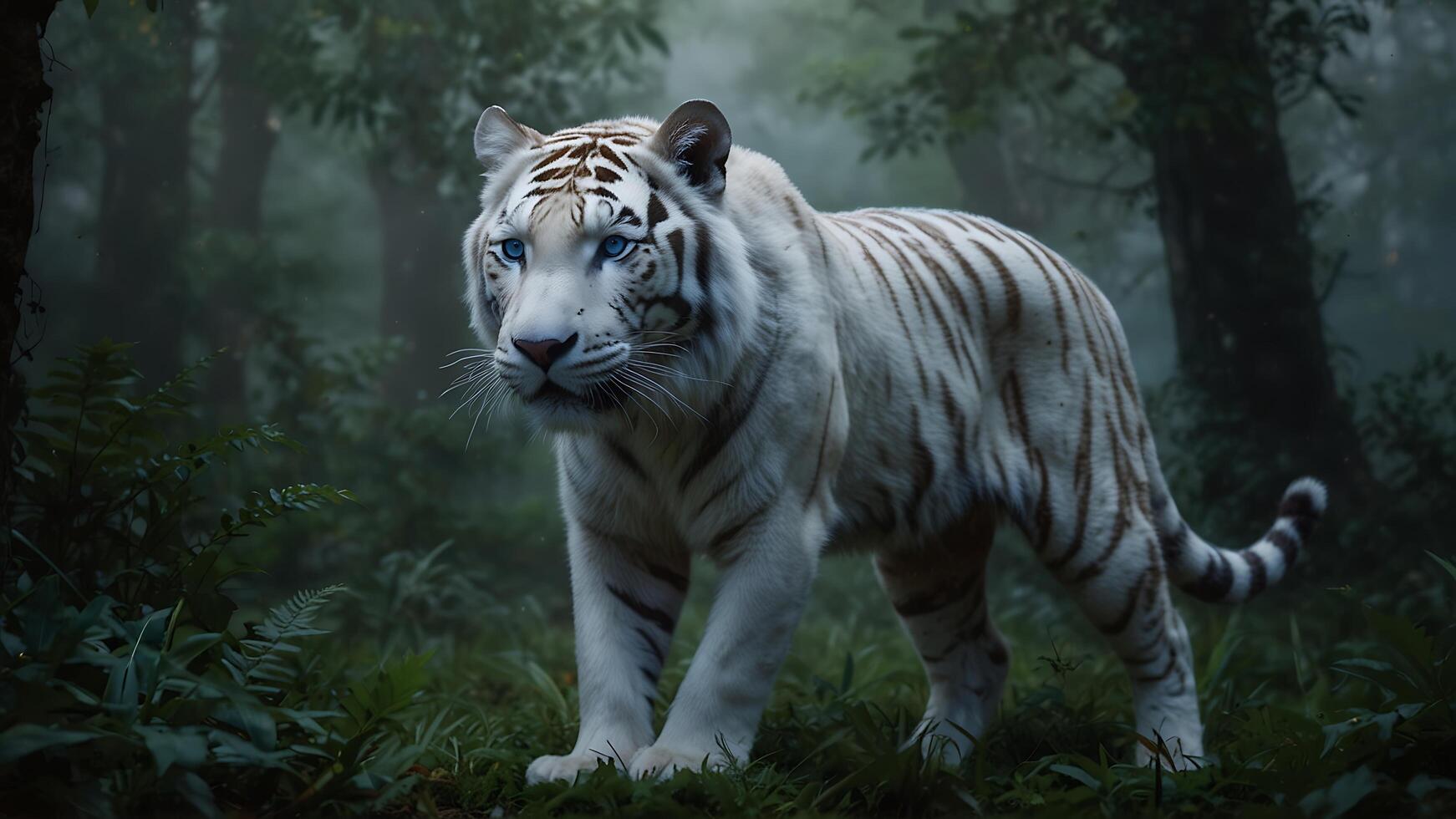 white tiger in the jungle photo