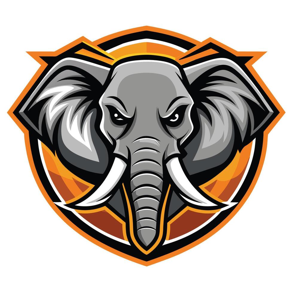 Angry Elephant Mascot Design In A Circular Emblem vector