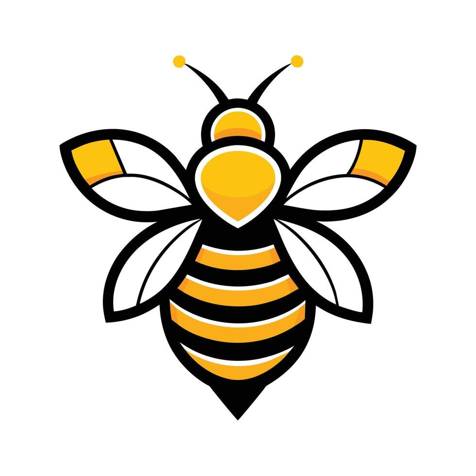 Yellow And Black Cartoon Bee Illustration On A White Background vector