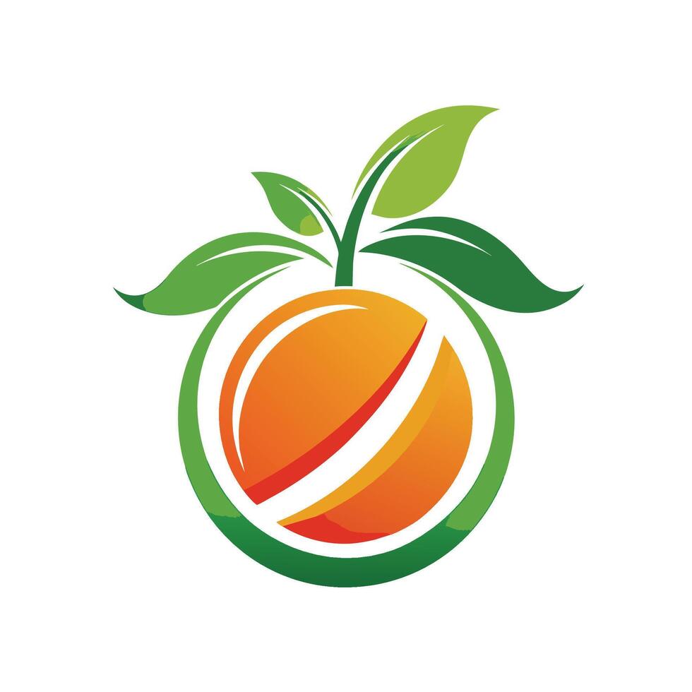 Orange Fruit Logo With Green Leaves Design Illustration vector