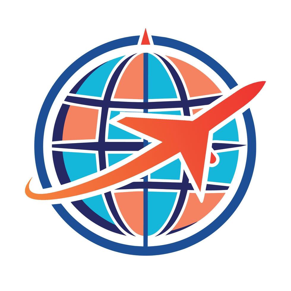 Airplane Flying Around A Globe Graphic Illustration vector