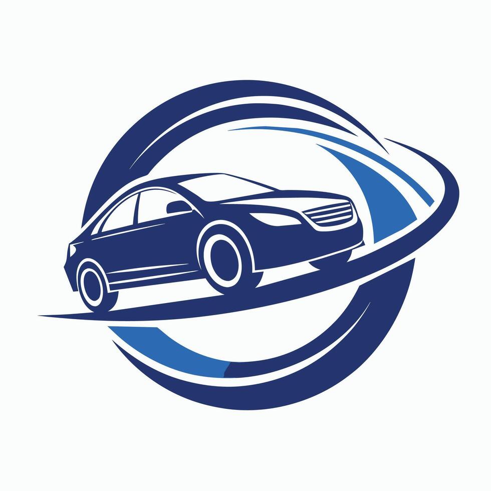 Blue Car Logo With Swirling Path vector