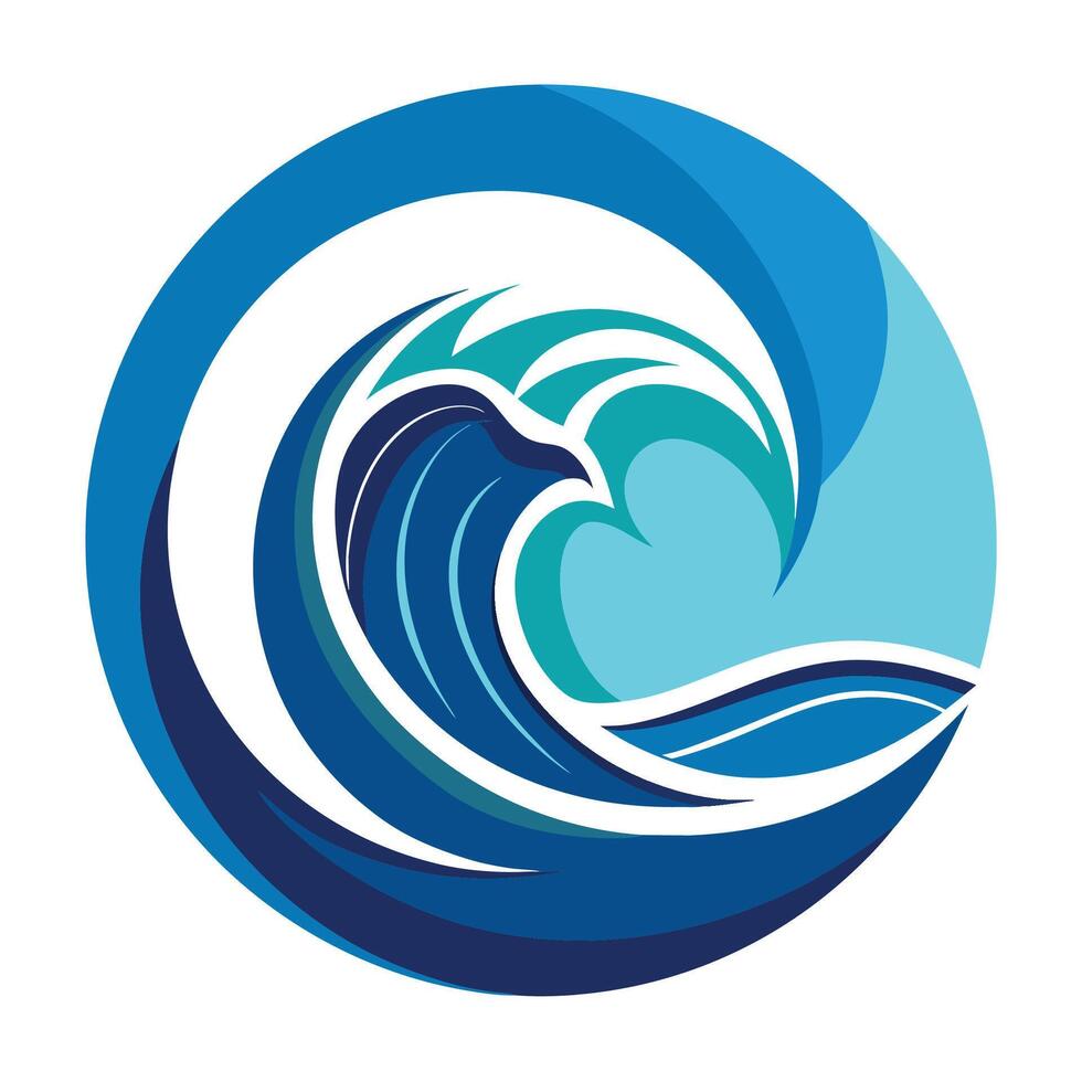 Abstract Blue Ocean Wave Design in Circular Frame vector