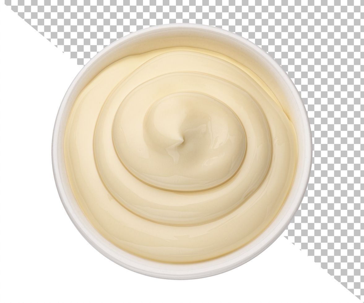 Mayonnaise sauce isolated on white background, top view psd