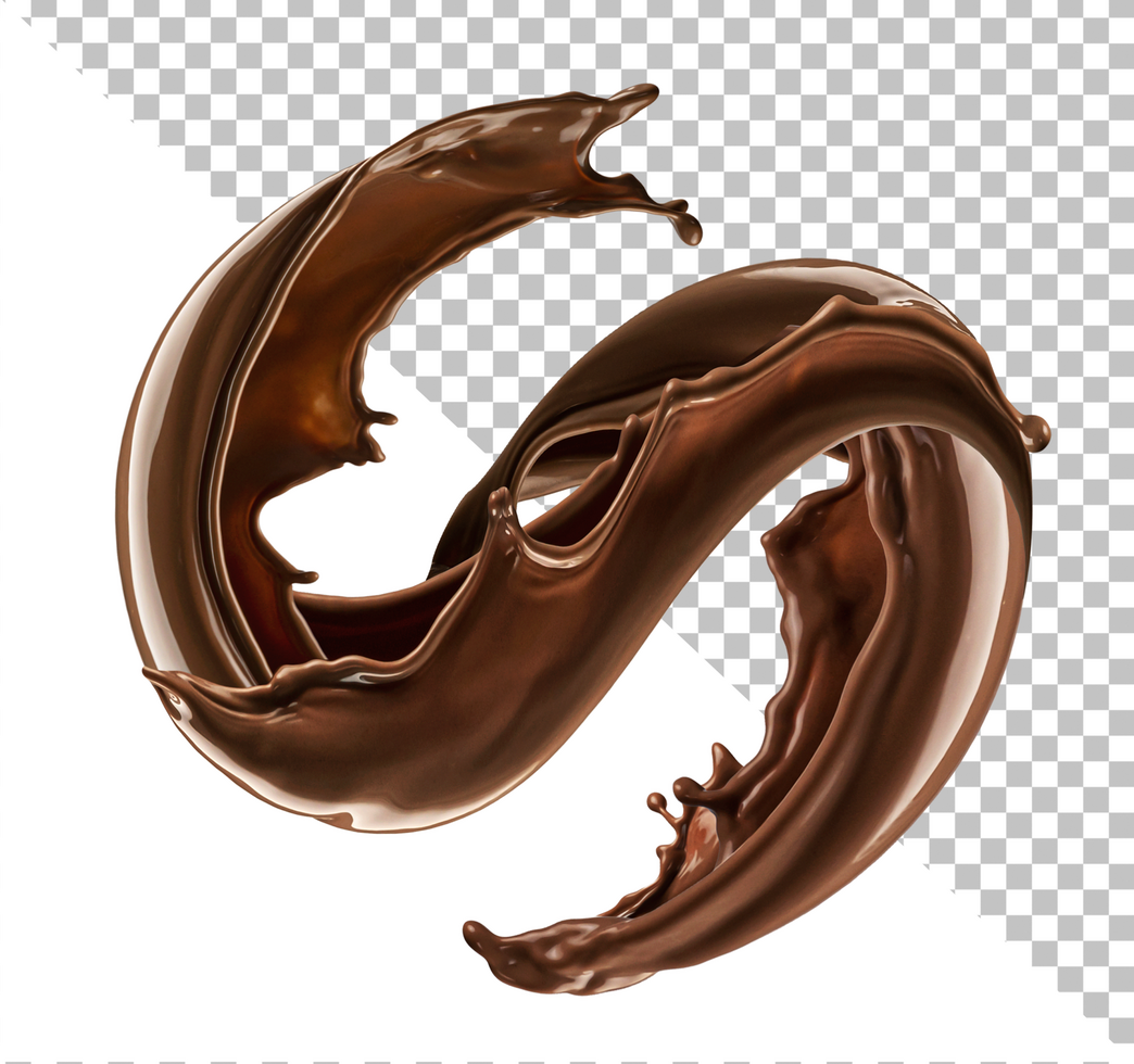 Chocolate splash isolated on white background with clipping path psd