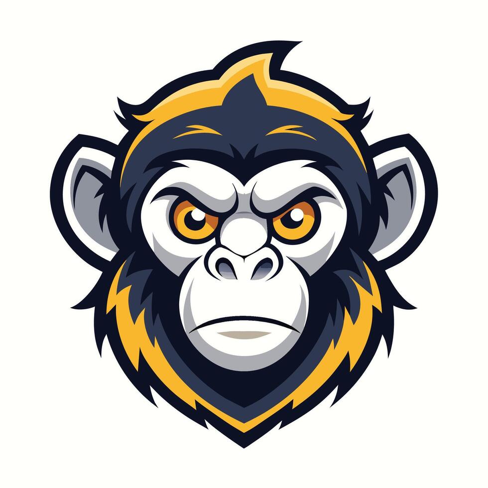 Angry Cartoon Monkey Mascot Head Illustration vector