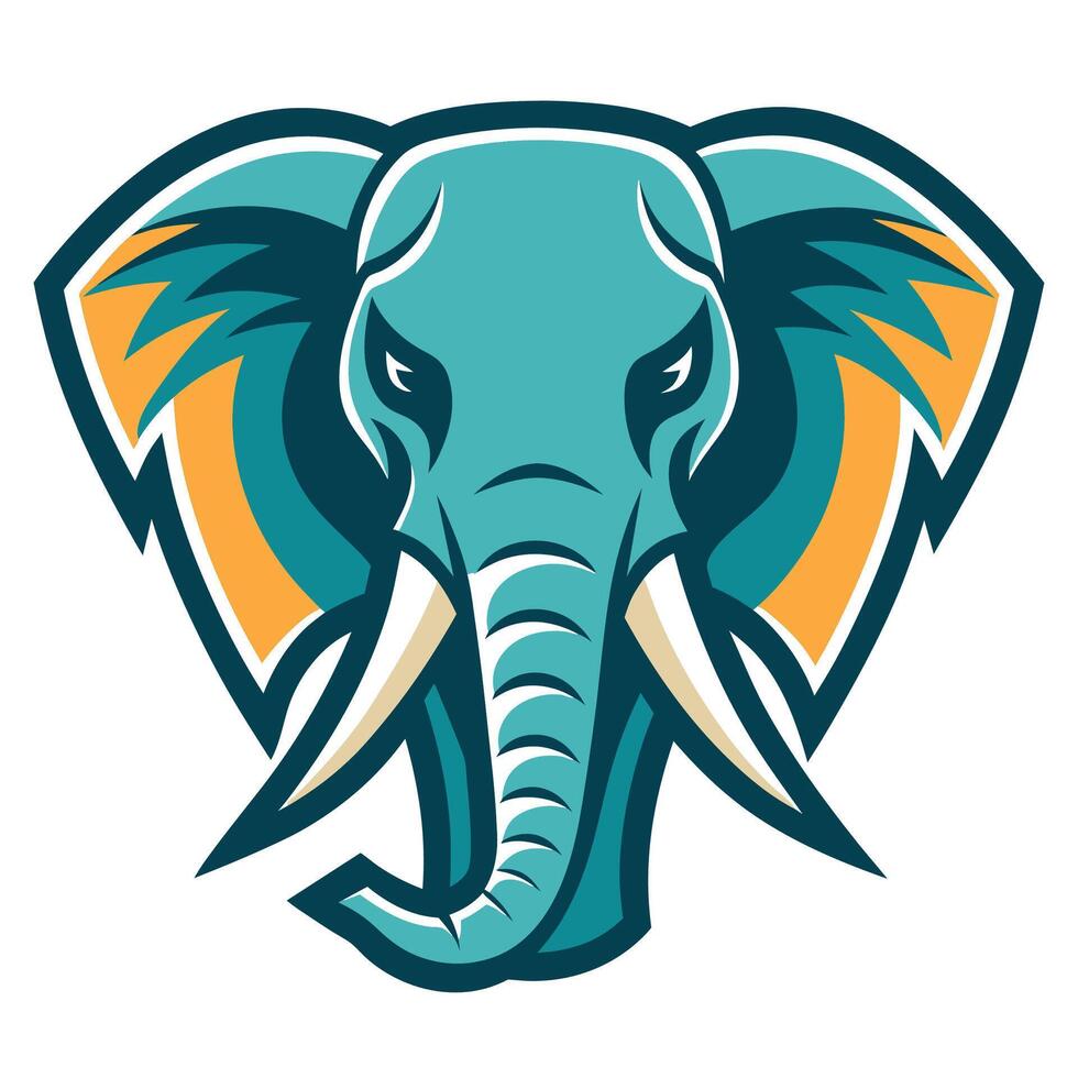 Blue And Yellow Elephant Mascot Head Graphic vector