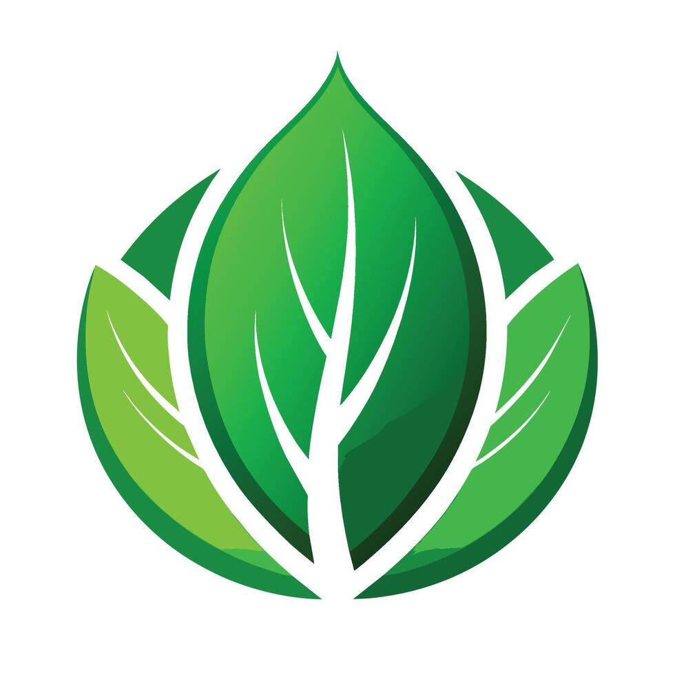 Green Leaf Design With White Branch Illustration vector