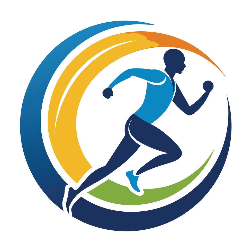 Colorful Running Silhouette Logo Design vector
