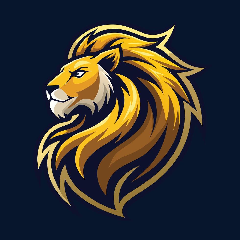 Golden Lion Head Mascot Logo Design vector