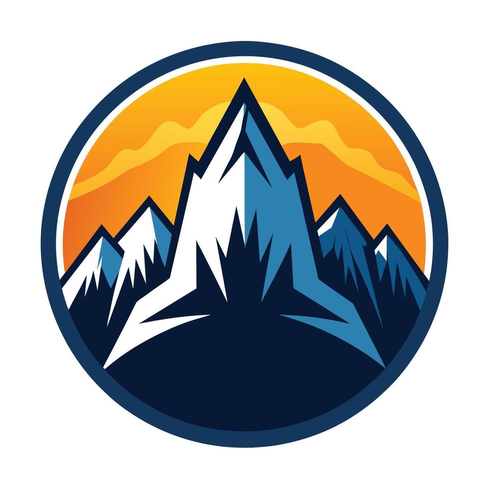 Mountain Range Silhouette With Sunset Background vector