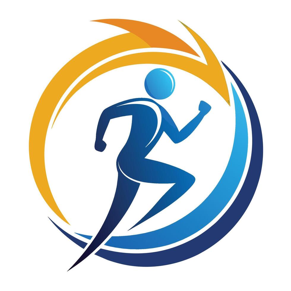 Blue And Yellow Running Person Logo Design vector