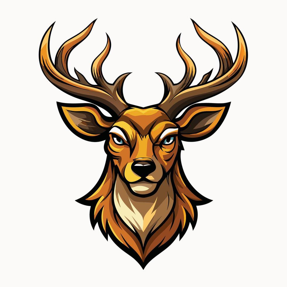 A Detailed Illustration of a Buck Deers Head With Antlers vector