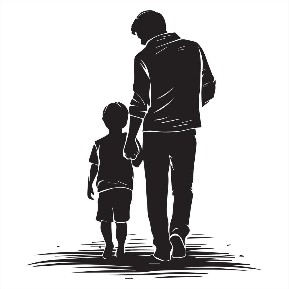 Silhouette Of a Father and Son vector