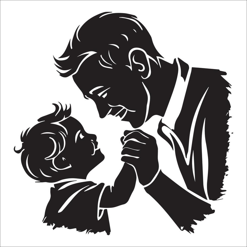 Silhouette Of a Father and Son vector