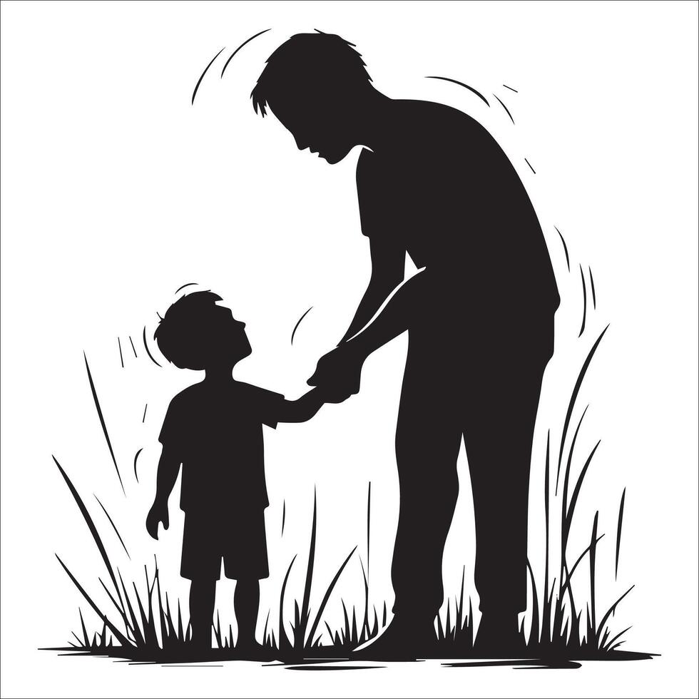 Silhouette Of a Father and Son vector
