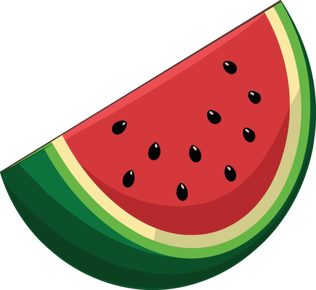 Delicious slice of ripe watermelon showing seeds and rind vector