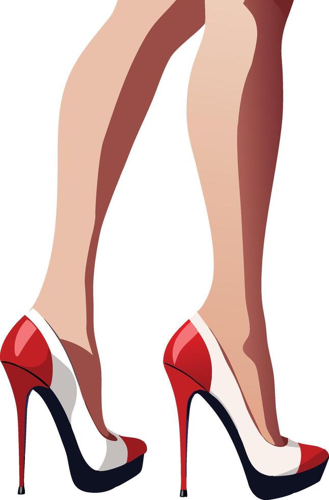 Beautiful sexy female legs wearing high heels vector