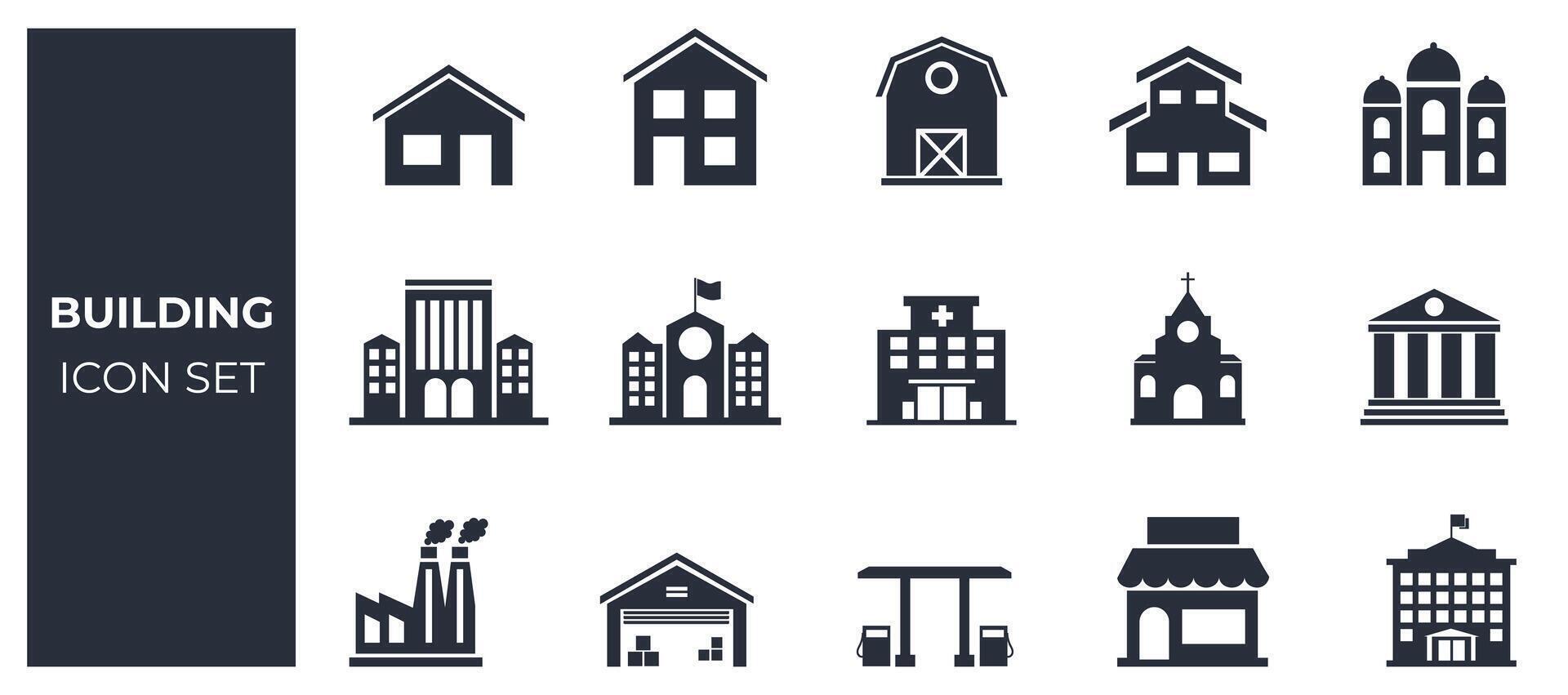Building icon set vector
