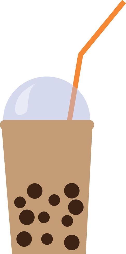 Milk bubble tea drink tapioca cup. Boba bubble tea pearl taiwan thai drink tapioca. vector