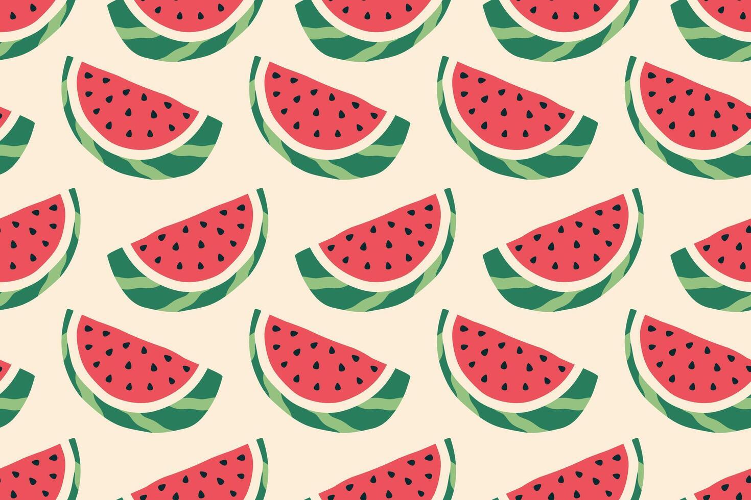 Watermelon seamless pattern. Half of Sweet Fresh Watermelon on white background. Ripe Melon slices. Healthy vegetarian organic food. illustration for wallpaper, textile, print, packaging vector