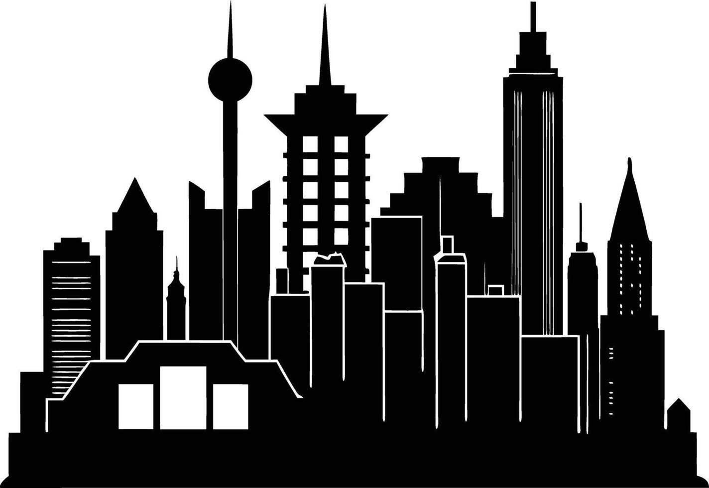 A silhouette of a city skyline vector
