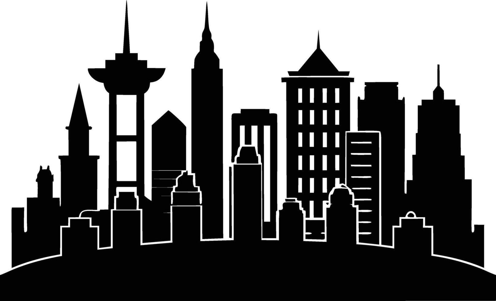 A silhouette of a city skyline vector