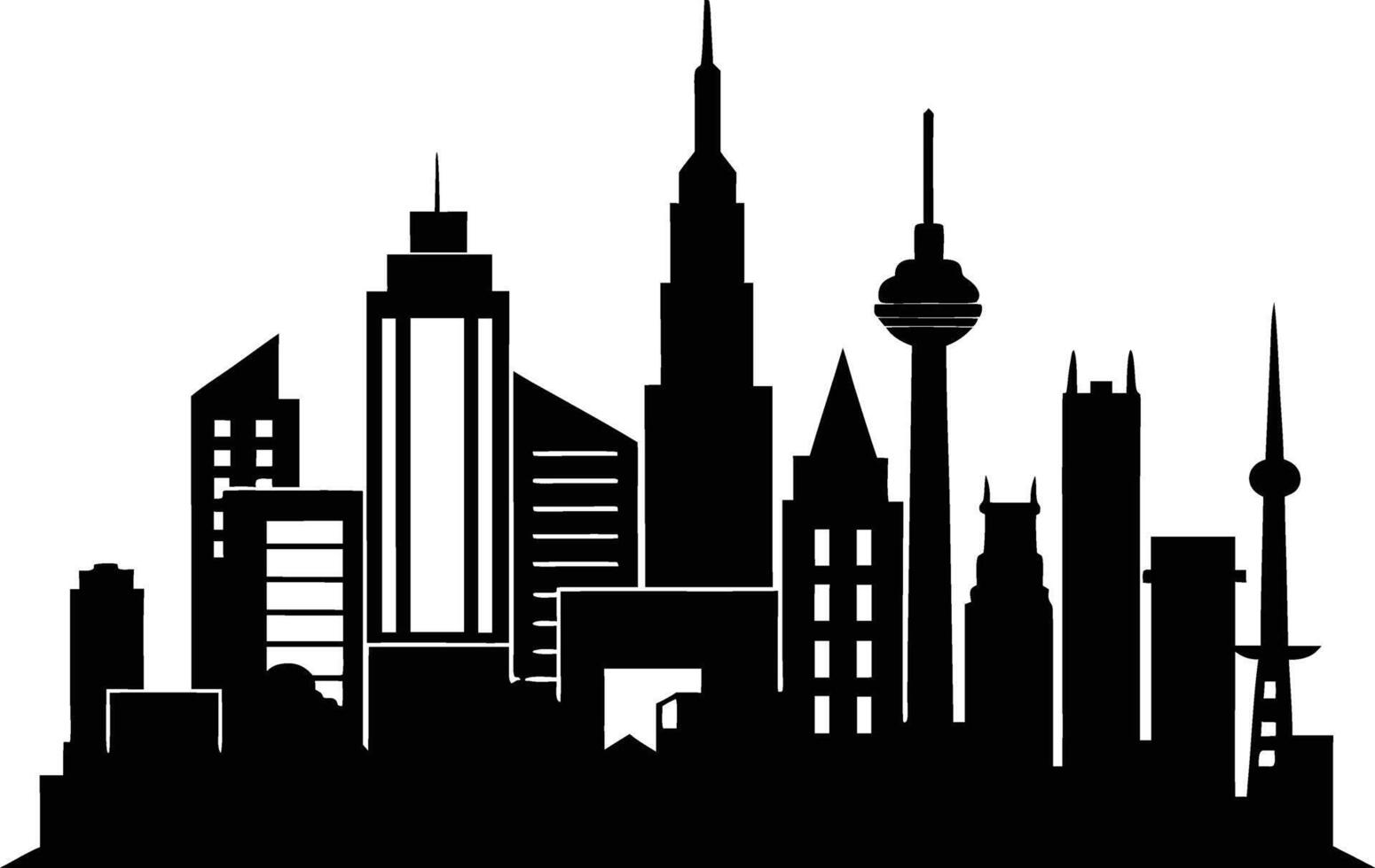 A silhouette of a city skyline vector