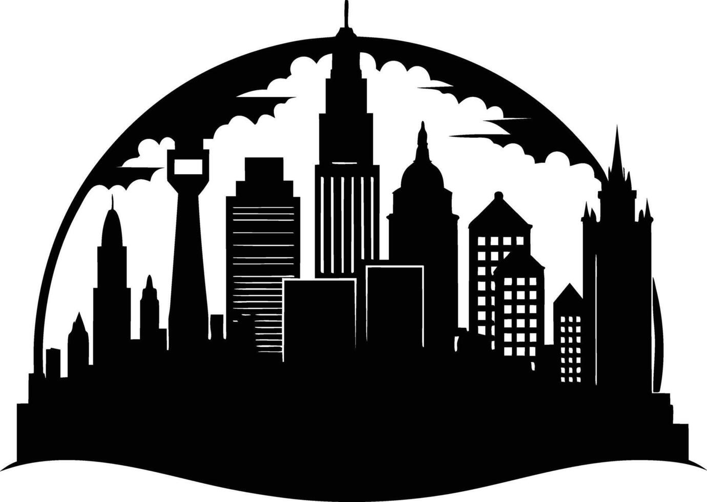 A silhouette of a city skyline vector