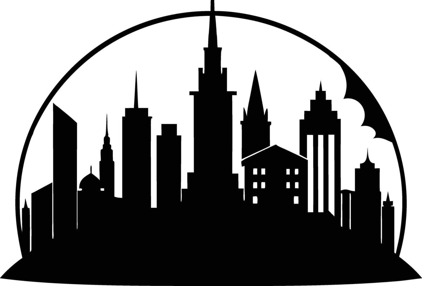 A silhouette of a city skyline vector