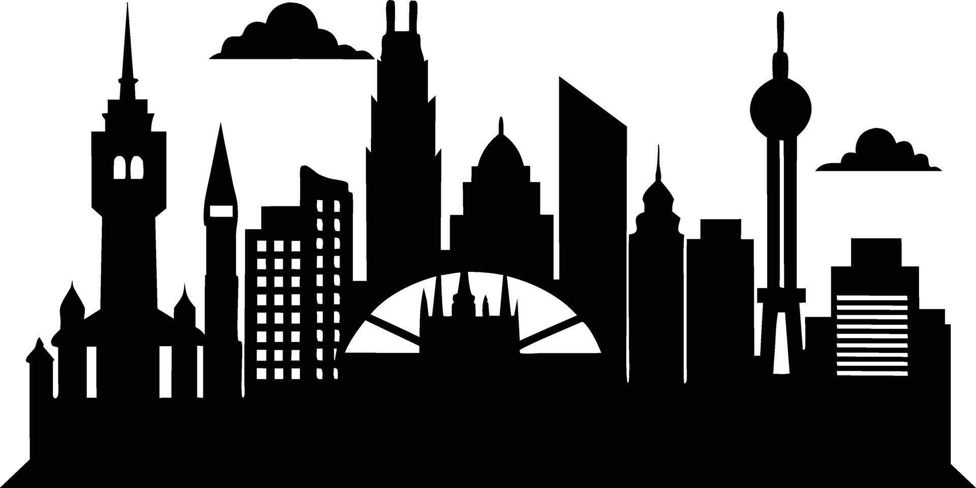 A silhouette of a city skyline vector