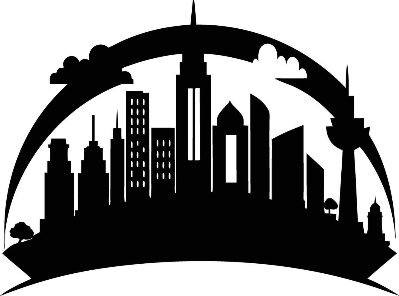 A silhouette of a city skyline vector