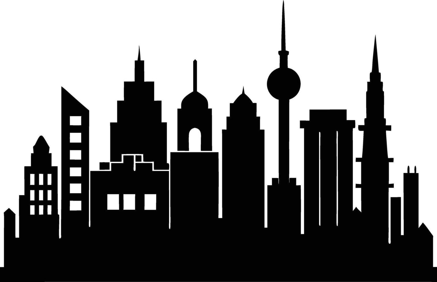 A silhouette of a city skyline vector